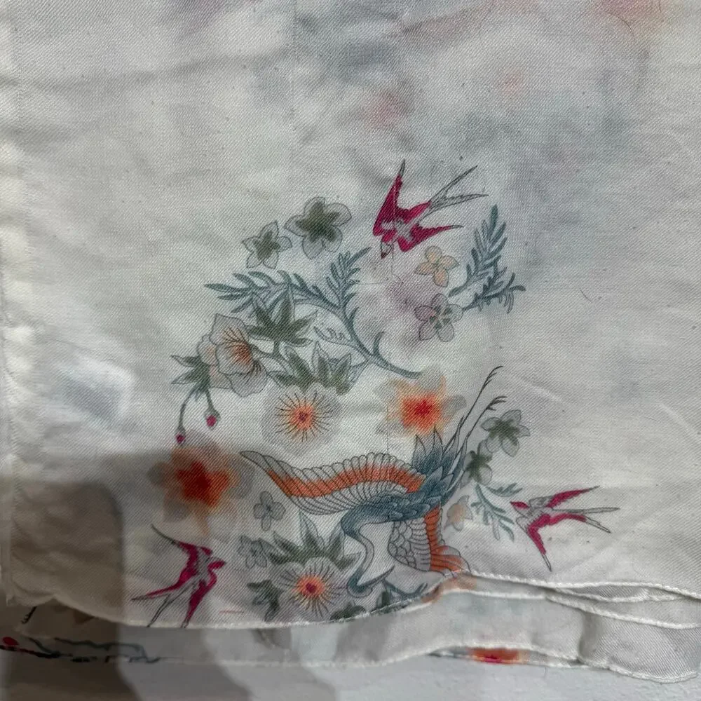 H&M White Pink Floral Lightweight Scarf